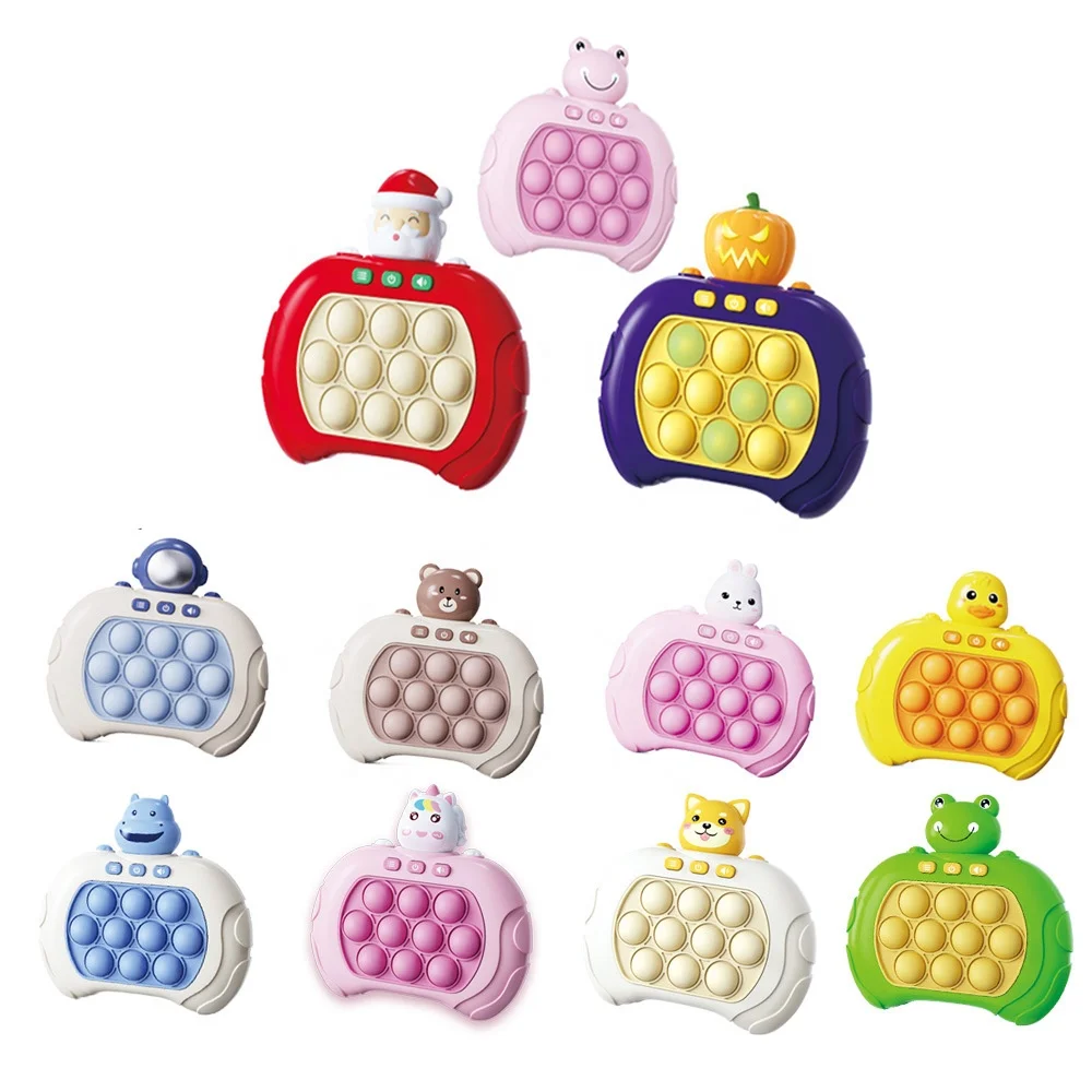 Stress Relief Portable Light Up Electronic Quick Push Toy Handheld Game Console Electric Bubble Pop Its Fidget Toys Gift Toy