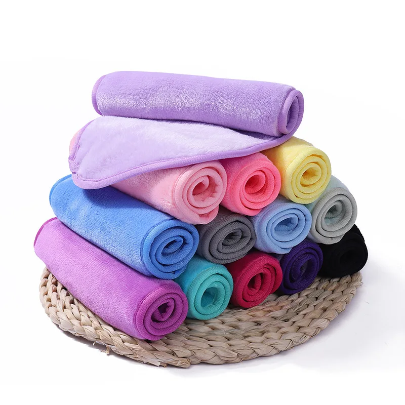 Factory wholesale reusable Face Wash Take off the makeup Clean Towel Drying Microfiber Bag Green Red Blue Chinese  Velvet Cloth