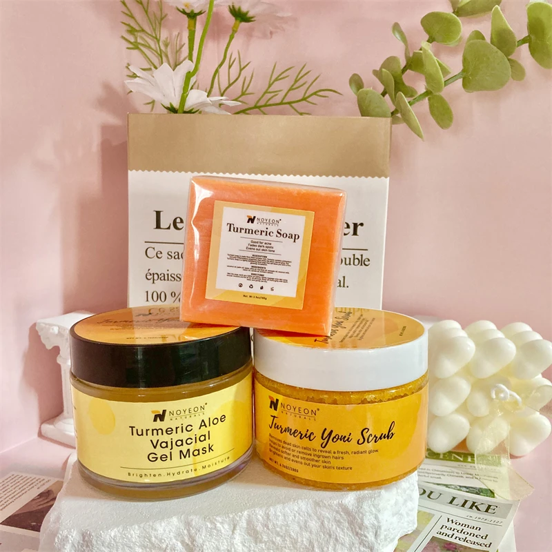 Turmeric Feminine Wash & Yoni Oil & Yoni Soap Set For Women Vaginal Ph Balance Remove Odor Soap Bar Feminine Hygiene Care Kit
