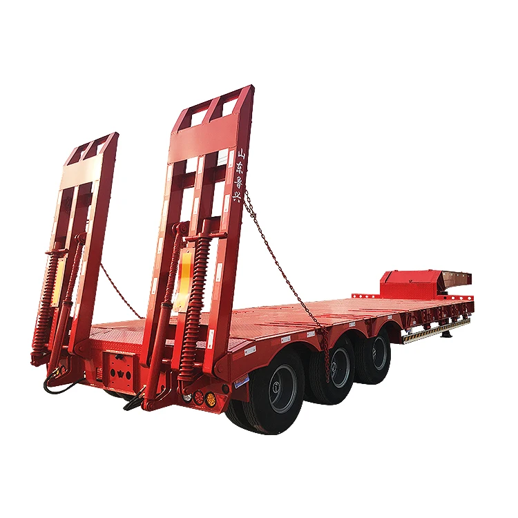 3 Axles Low-bed Semi-trailer Small Semi-trailer Low Bed 60 Tons Low Bed Trailer For Sale