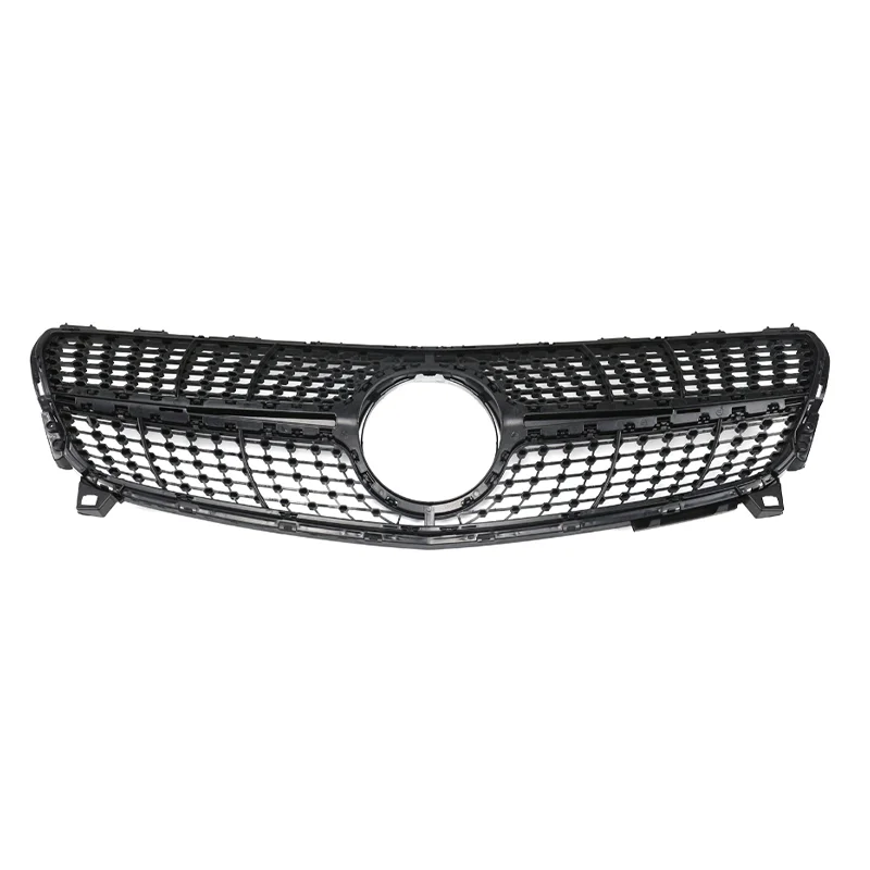 ABS Fiber Grills Glossy Silver For Mercedes Benz Class A W176 GT 2016-2018 A180 A220 Sport Front Bumper Grille