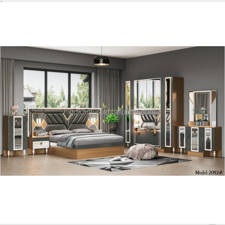 2024 Cheap price good quality melamine MDF wholesale elegant design king size queen size bedroom furniture set