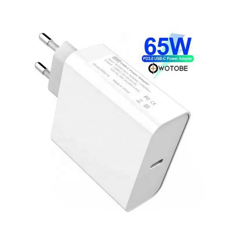 Amazon Hot Sale Quick Charging Wall Charger 65W 20V 3.25A Type C USB C Power HUB Charger Adapter PD 65W Portable Fast Charger