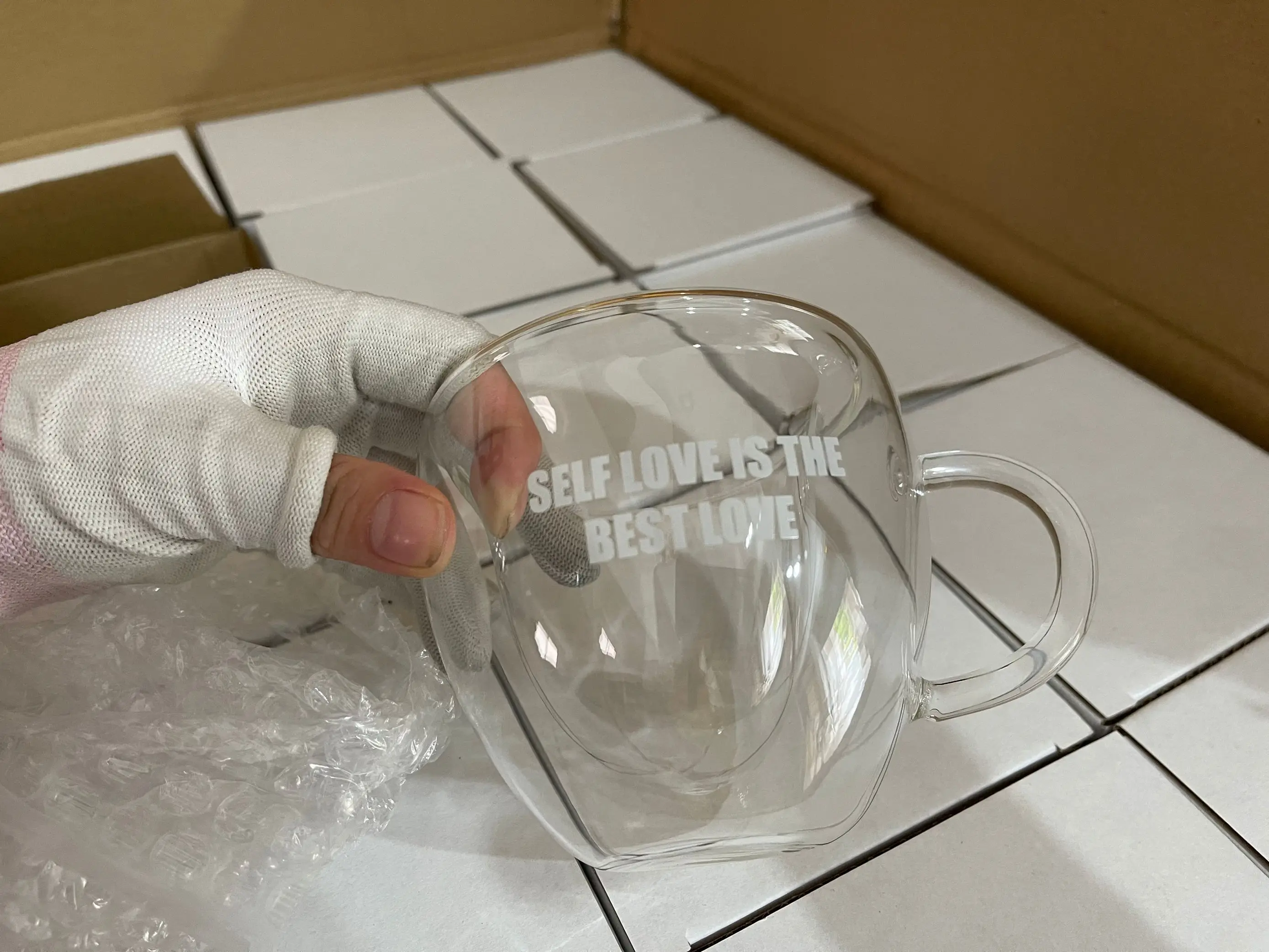 240ml Clear Glasses Mug Gift Tea Beer Transparent Love Coffee Cup Double Wall Heart Shaped Glass Mug