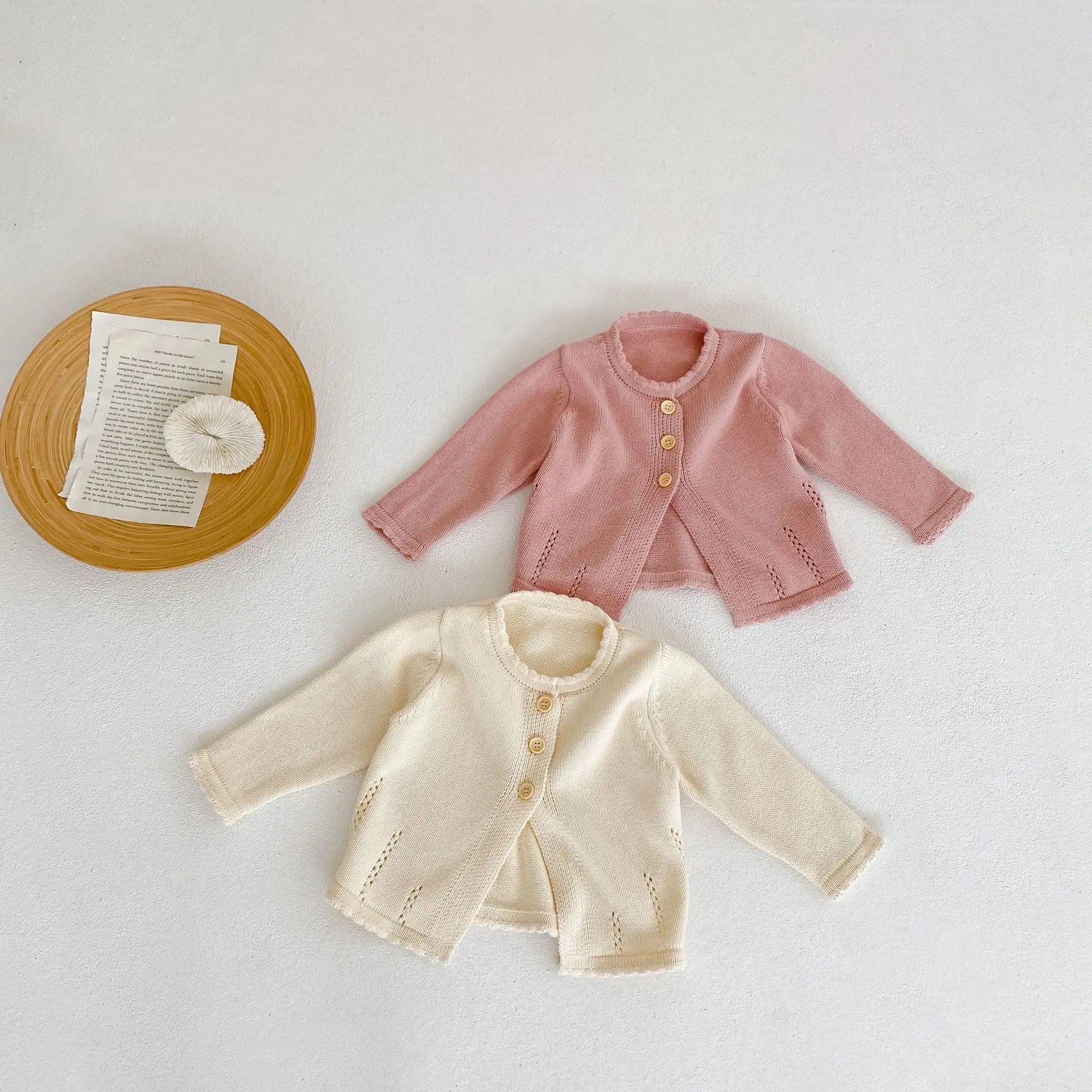 Baby Girls Autumn Sweater Infant Toddler Long Sleeve Crewneck Knit Button up Cardigan