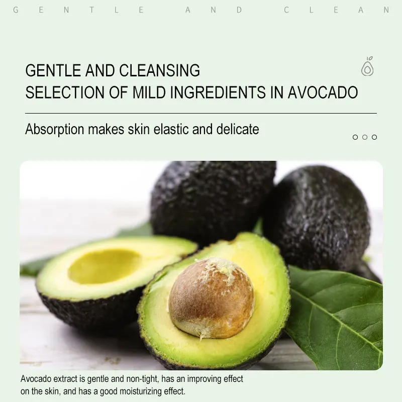 Private Label Avocado Face Mask Moisturizing and Hydrating Cotton Sheet for Female Skin Care Promotes Sleep Facial Mask