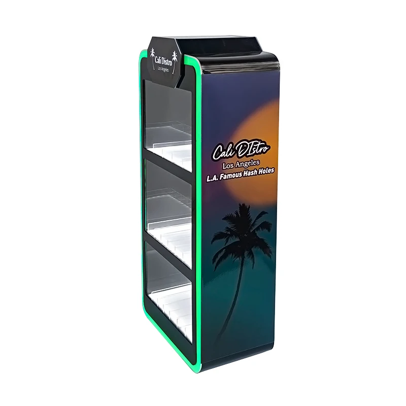Customize Smokeless Display Racks 3 Layer LED Light Cigarette Lighter Display Tobacco Shop Countertop Hookah Pen Display Stand