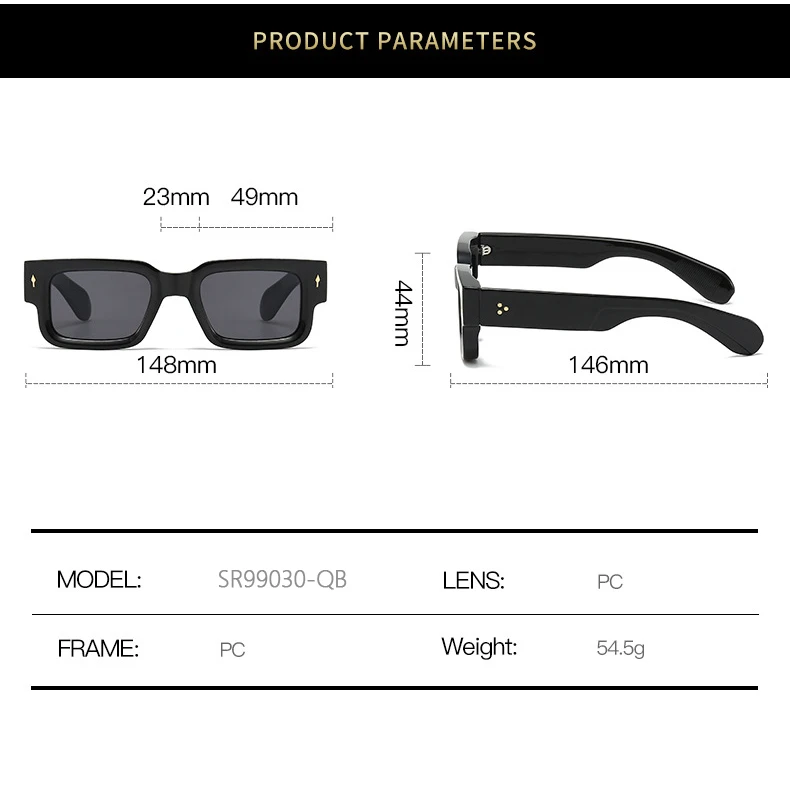 Hot Sale Fashion Trend Anti UV Thick Frame Small Retro Shades UV400 Men Women Classical Designer Brand Square Vintage Sunglasses