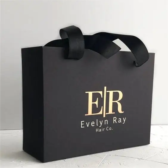 Luxury Golden Foil Printing Logo Shopping gift paper bag For Clothes/ Shoes/Jewelry Packaging