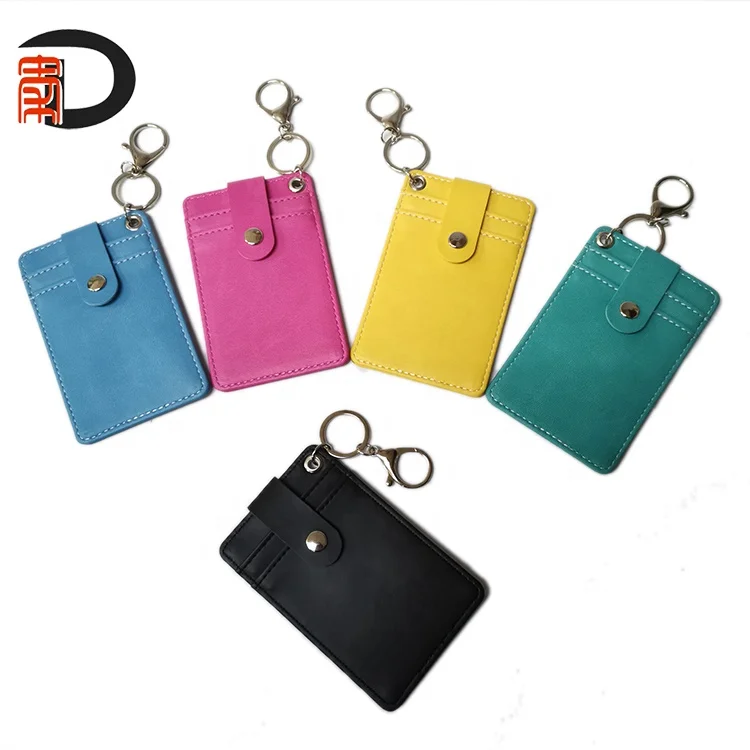 RTS PU Leather Driving License Work Name  Badge Card Holder, Hot Selling Bus ID Credit Card Wallet With Keychain