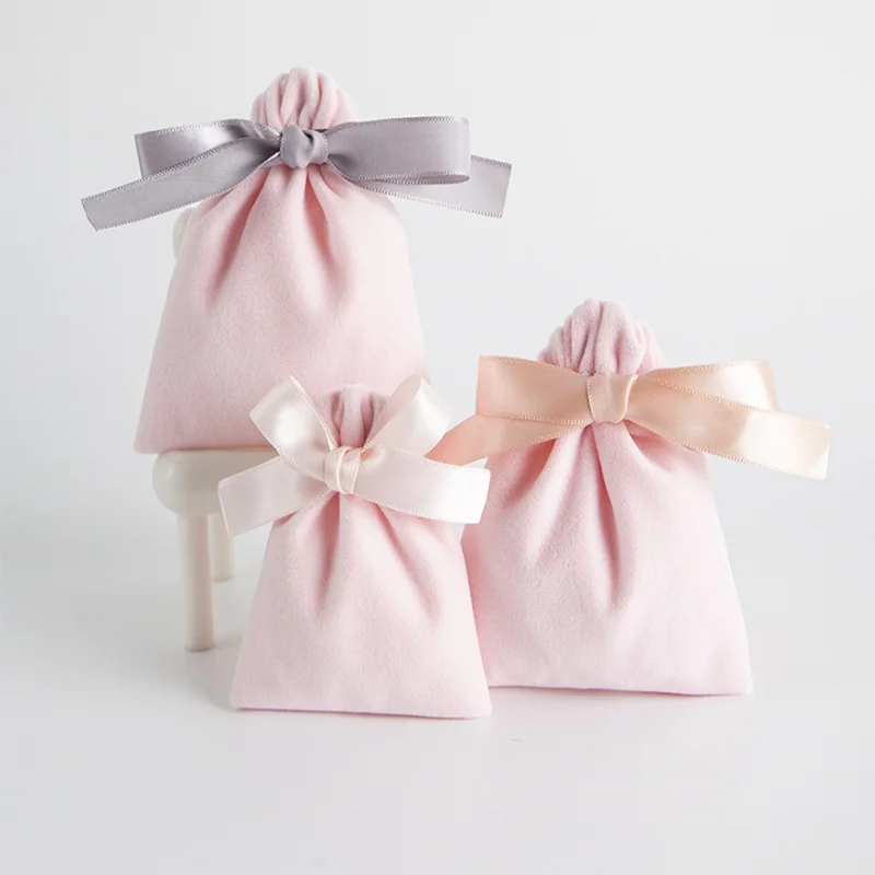 recyclable custom logo velvet packaging bags luxury gift drawstring dust bag