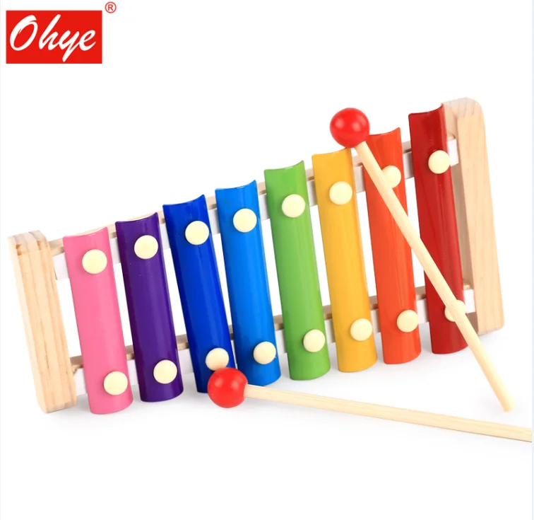Wooden Xylophone Percussion Instrument 8 Scale Hand Knock Piano Children Musical Toy Puzzles