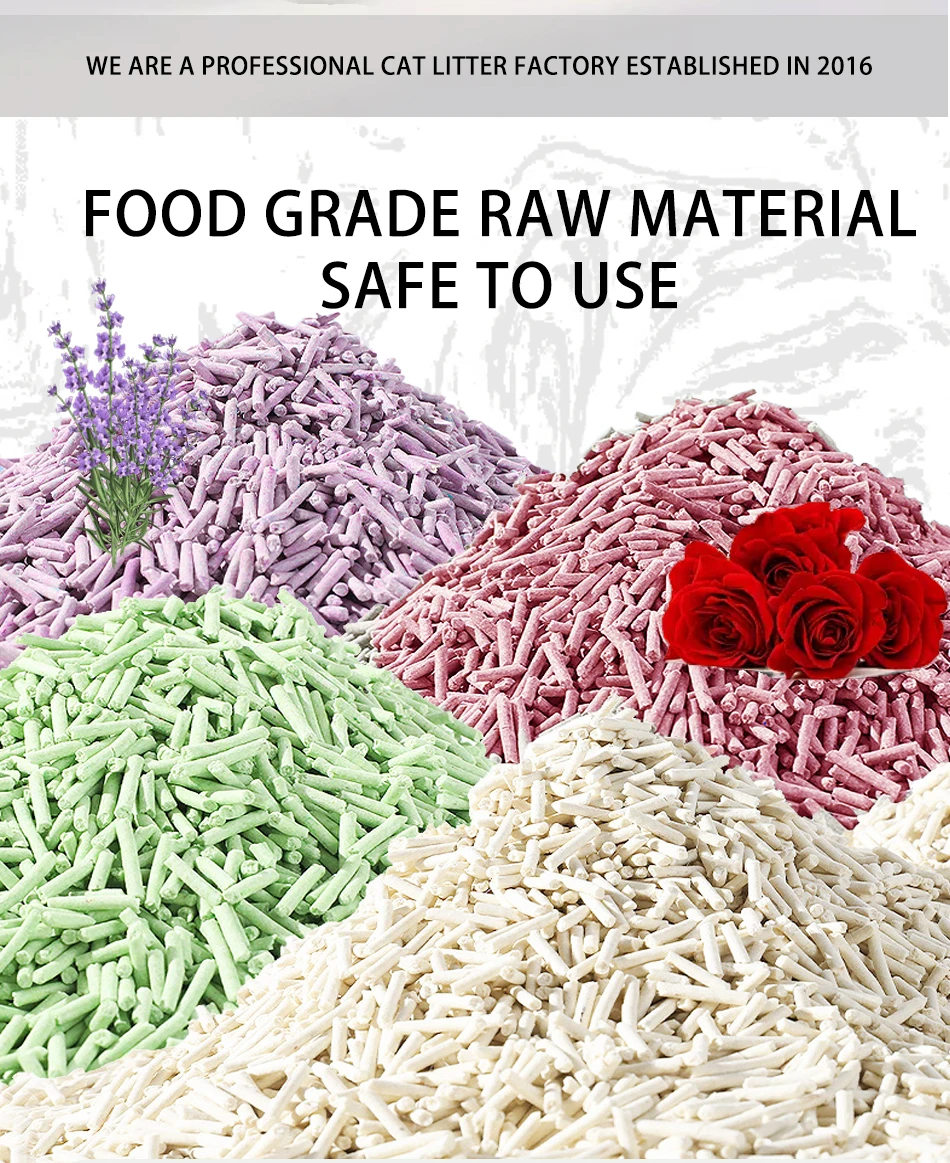 Natural Biodegradable Flushable Tofu Cat Litter Odor Eliminating and Dust-Free Soft on Paws