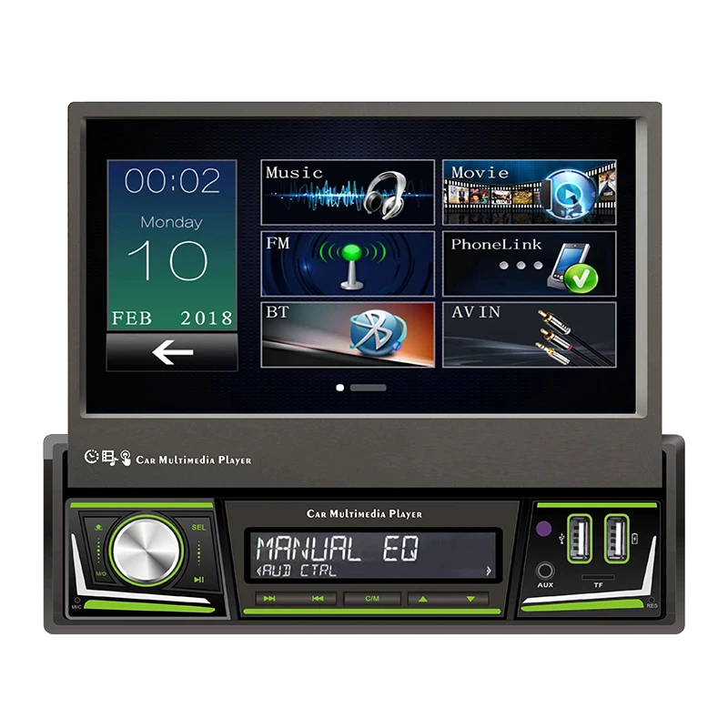 Universal 7 Inch  Wholesale Touch Screen Car Audio Fm Radio Universal 1din Car Dvd Player Wince 7 Retractable Stereo