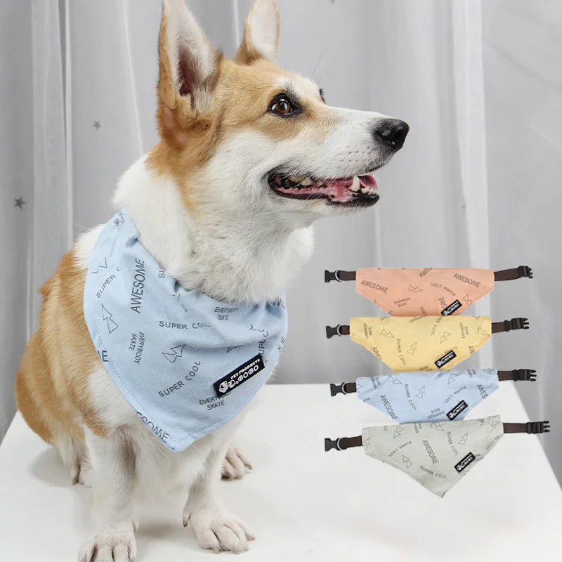 Kingtale Personalized Dog Bandana Handmade Custom Dog Scarf Cotton Breathable Puppy Kerchief RIBBONS Modern Led Pet Collars