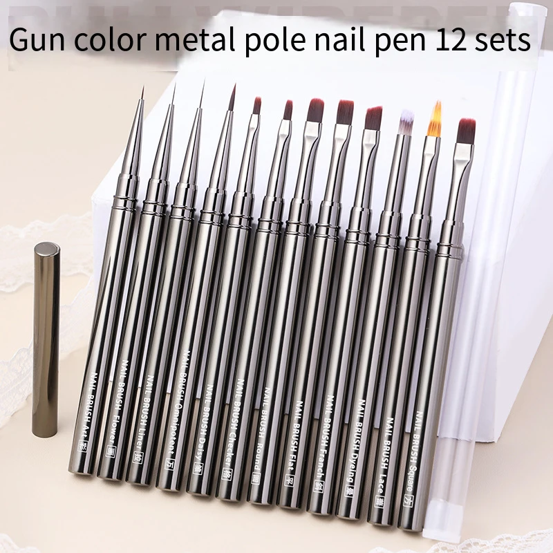Nails Salon Professional Products Nylon Nail Art Brush Set on Nail Glue Flower Drawing Pen Kit