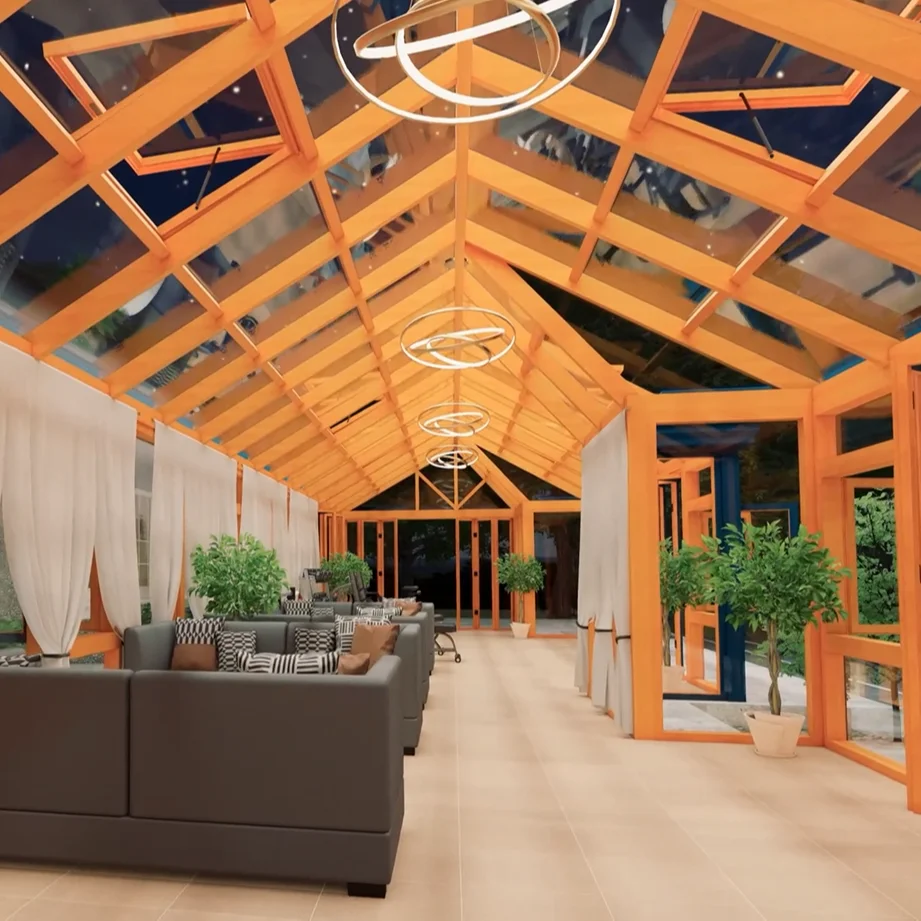 House Veranda 4 Season Glass Popular Garden Late Design Aluminum Frame Glass Modern Villa Outdoor Tempered Glass Triangle CN;GUA