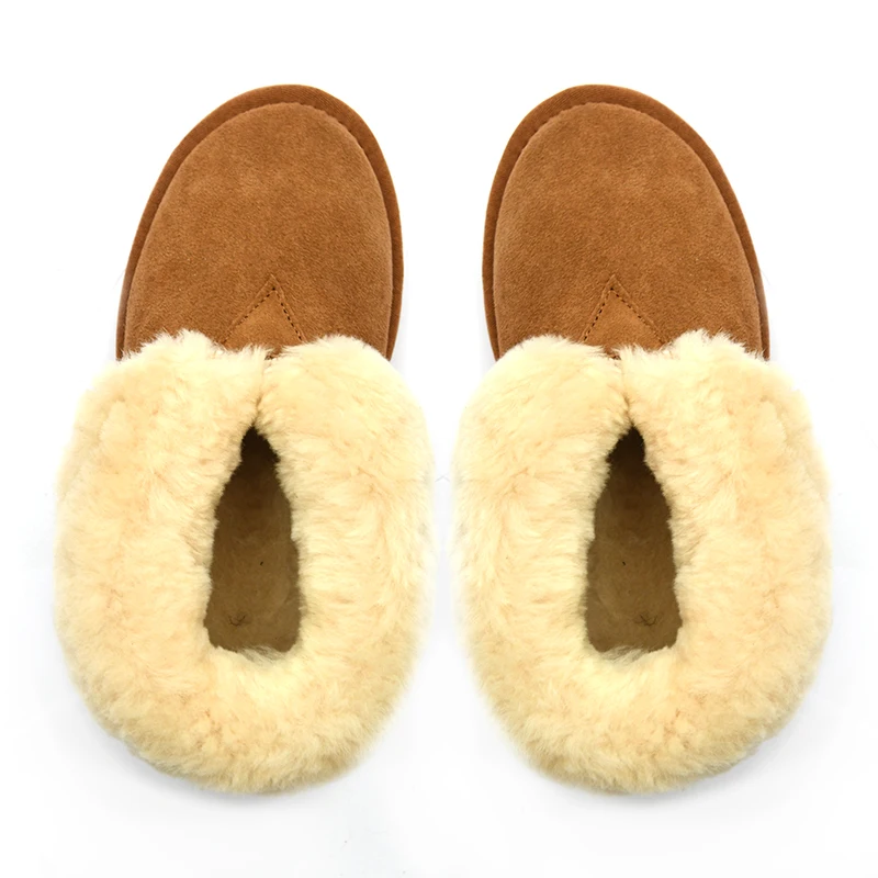 slip on style Classic Mini Genuine Shearling boots fur wool Lined Boot beige  winter shoes