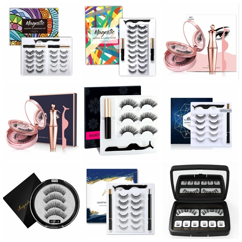 Wholesale Custom Packaging Eyelashes Own Brand Newest Styles Magnetic Eyeliner Lashes 3D Wholesale Magnetic Eyelashes