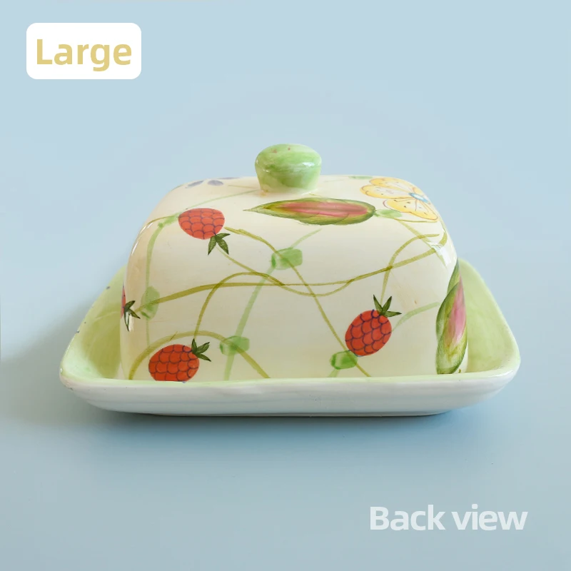 Hot Selling Rectangle French Ceramic Butter Dish Cheese Storage Ceramic Holders Dishes With  Lid