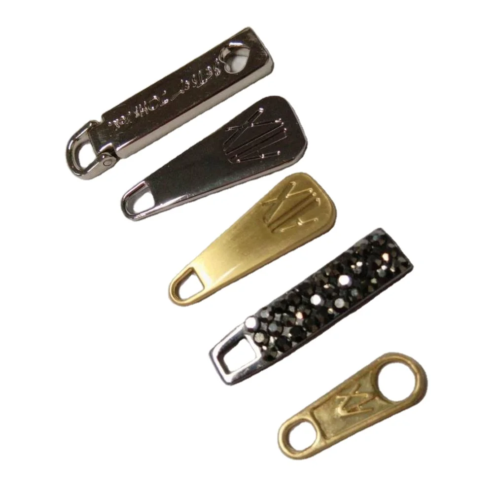 custom metal label zipper pulls pullers for  Metal Label zipper