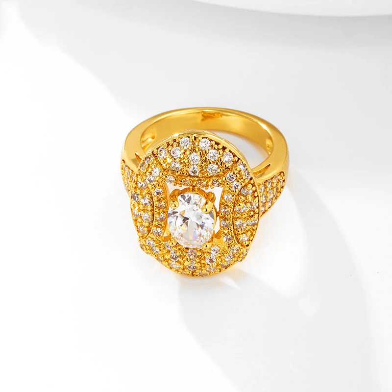 Luxury Wedding dubai Ring Sets Jewelry Women Pure 10 14 18k Gold Iced Out Enduring Promise engagement and wedding ring diamond