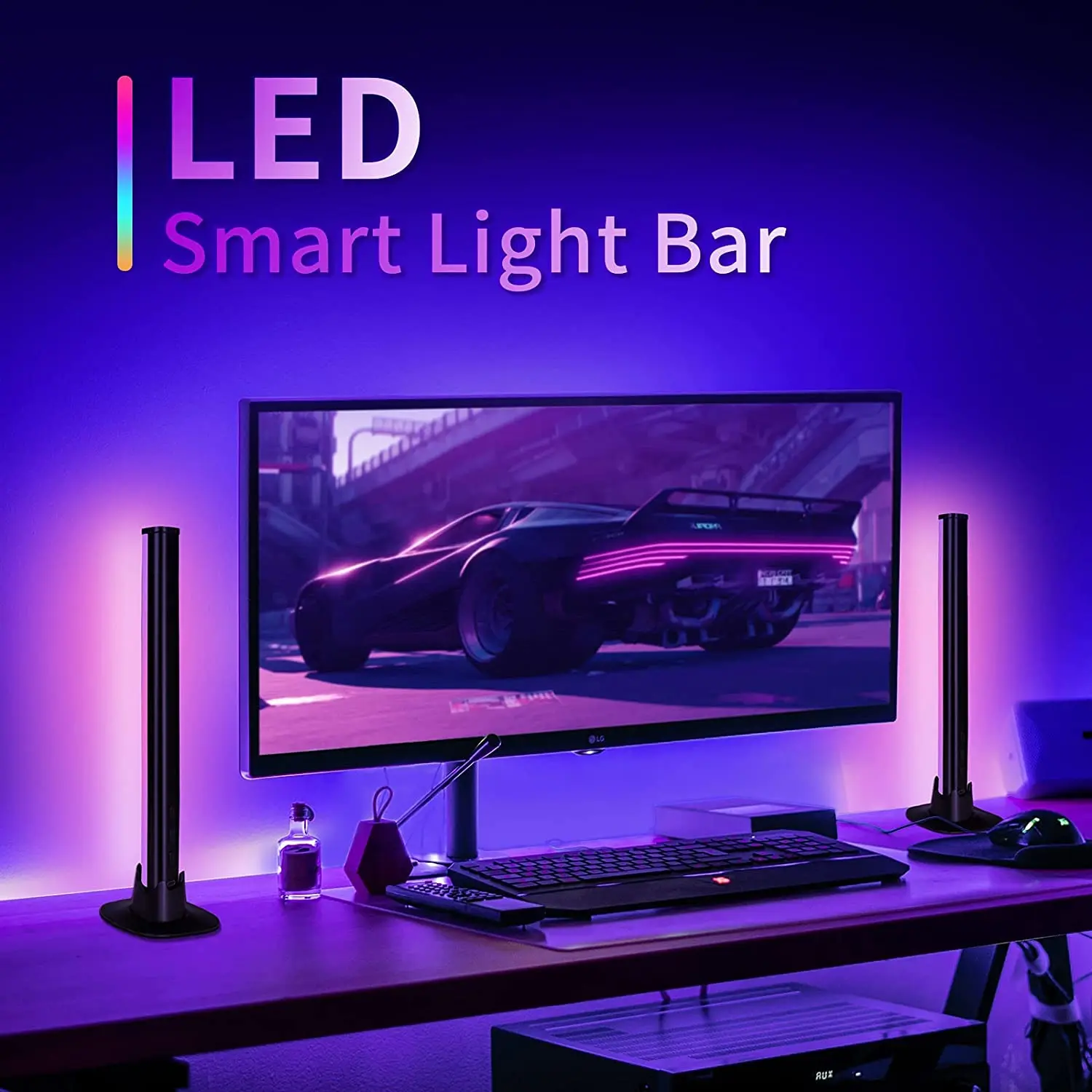 2022 New Desktop Rgb Led Sound Music Rhythm Light Computer Blue-tooth Mini Atmosphere Lamp Voice-Activated Smart LED Lamp Bar