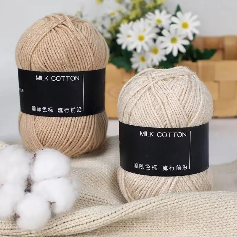 China factory wholesale hand crocheting 3ply 4ply 5ply 8ply milk cotton yarn for doll seat cushion scarf hat