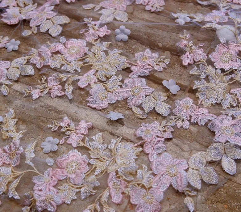 Hot sale Luxury Two-Layer Lace Wedding Veil with Pink Flowers 3.5 Meters Long Bridal Veils with Comb