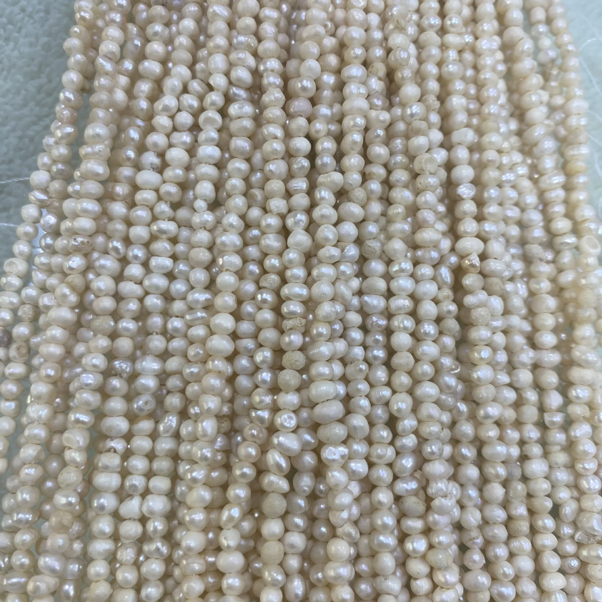 3-4mm Natural Freshwater Pearl Strong Light Onion Oval near round Less Flaw DIY Necklace Bracelet Accessories