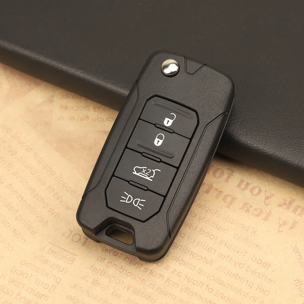 MS 4 Buttons Folding Car Remote Control Key Shell Case for Jeep Auto Vehicle Replacement Housing with Blank Uncut SIP22 Blade