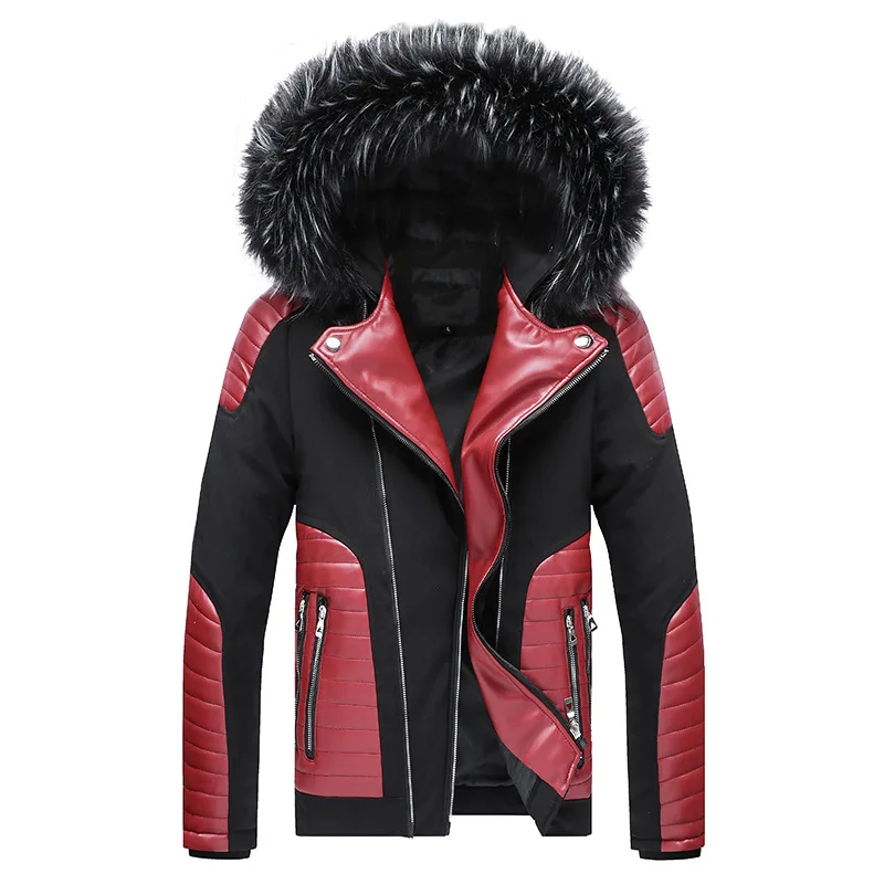 
Paneled fur trimmed jacket hip hop leather jackets parker jacket 