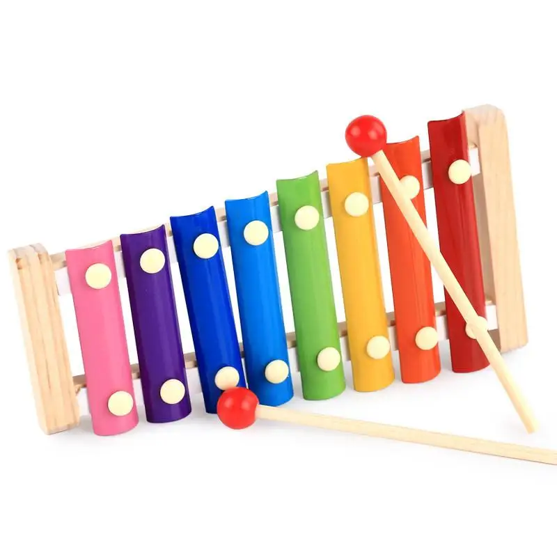 Hand-eye Coordination Wooden Hammer Pounding 8 Scale Xylophone Percussion Instrument Hand Knock Piano toy