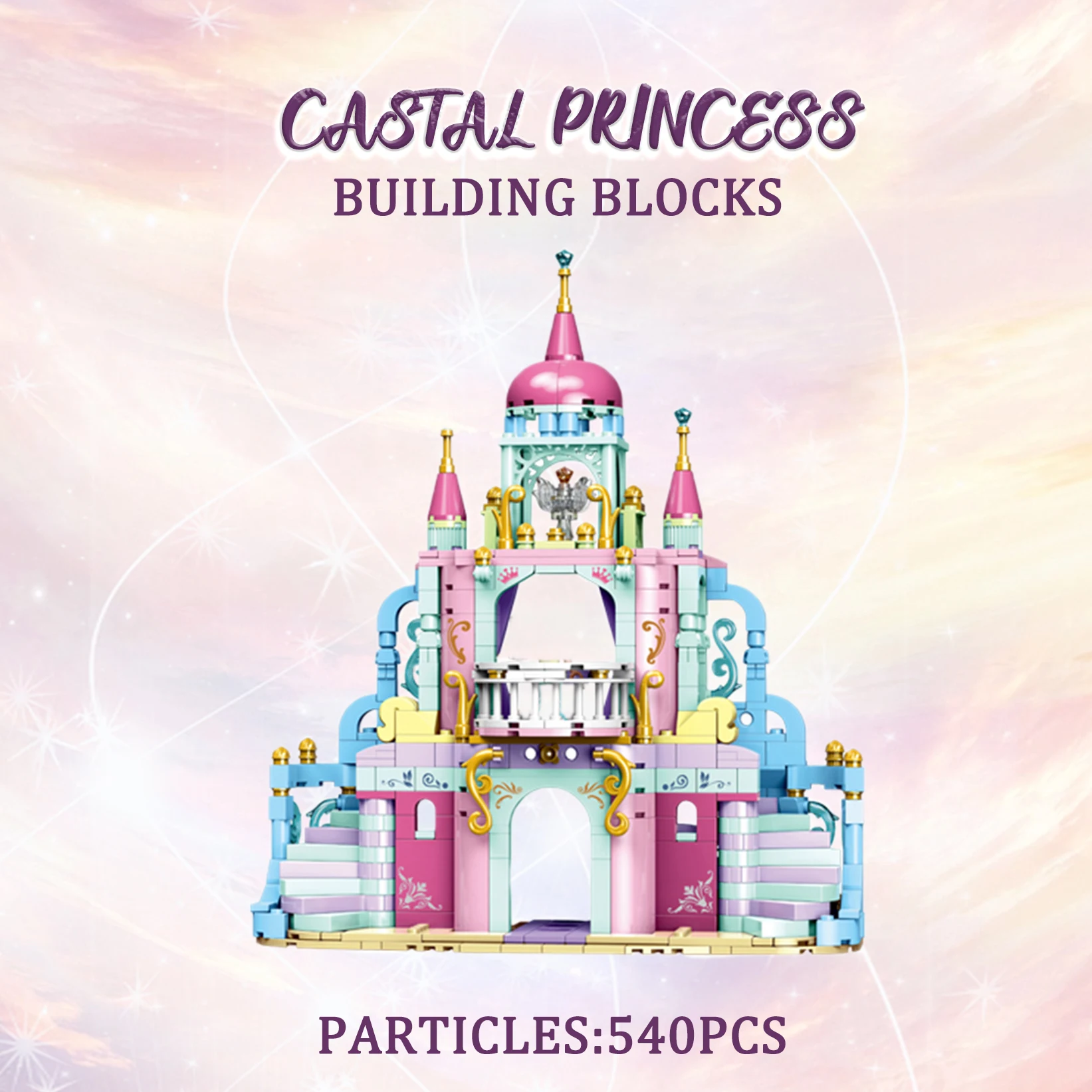 540pcs Particle Bricks Castle Building Blocks Fairy Tales Romantic Princess Prince Wedding Castle Self-assembly Building Bricks