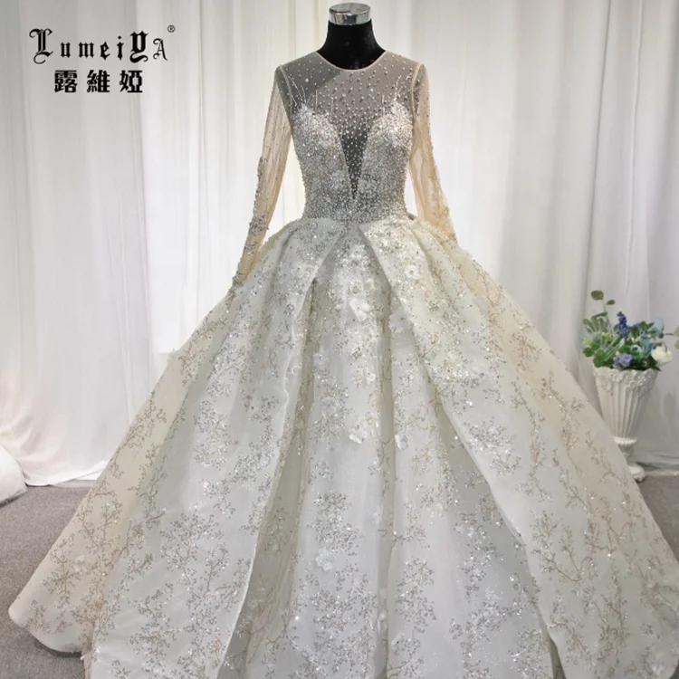 Puff Sleeves Satin Bridal Wedding Dress Muslim Mermaid Bridal Gowns Wedding Dress Champagne Wedding Gowns Dresses Bridal