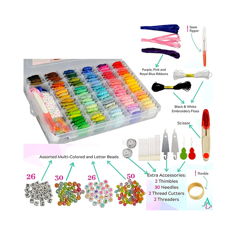 276 Pieces Of Embroidery Floss Cross Stitch Supplies Embroidery String Art Friendship Bracelet String Kit