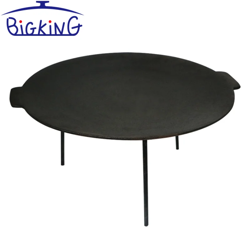 Dutch Oven Pre-Seasoned Cast Iron Campfire Pan Camping Griddle Table BBQ Open Fire with Removable Legs Skillet Table for Outing