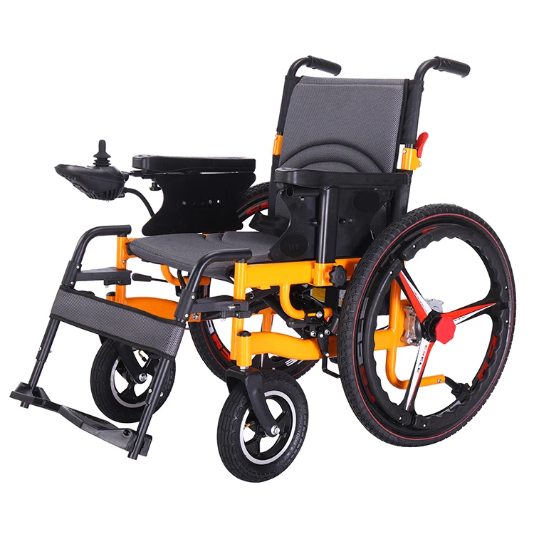 Hot Selling Aluminum Alloy Lightweight Wheelchair Folding Power Remote Control Electric Wheelchair