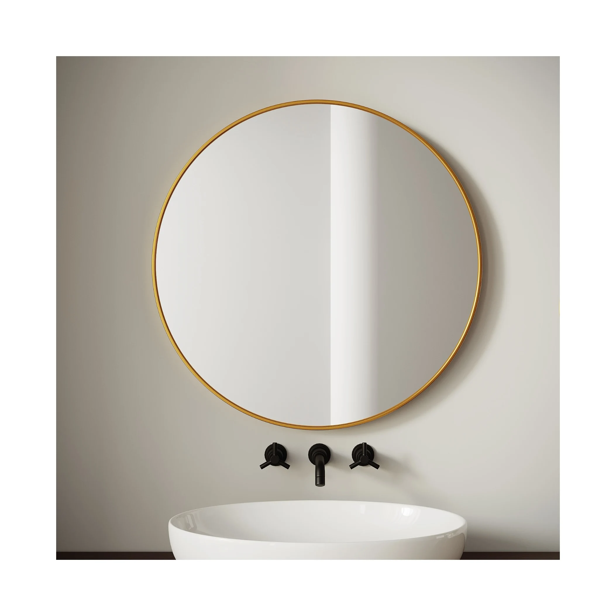 Custom Aluminum Alloy Large Round Black Gold Frame Circle Miroir Spiegel Mounted Bathroom Decor Wall Hanging Mirrors