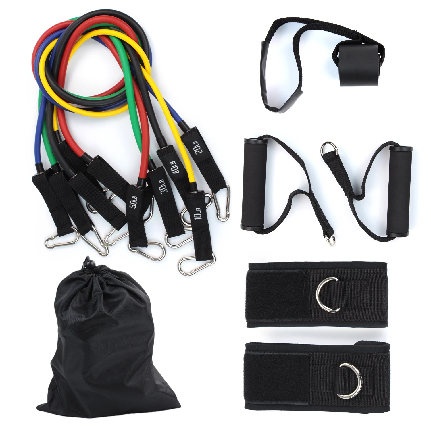 Five-tube tension rope men fitness equipment home 11-piece set  muscle elastic tube training resistance bands