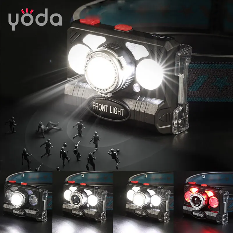  new plastic waterproof light weight type c 10w mini cob rechargeable led headlamp