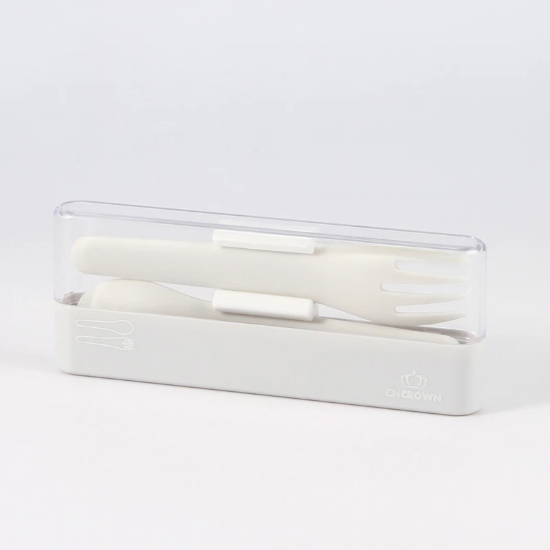 BPA free plastic spoon fork 2 in 1 cutlery set kitchen utensil for back to school gift promotion OEM Cncrown