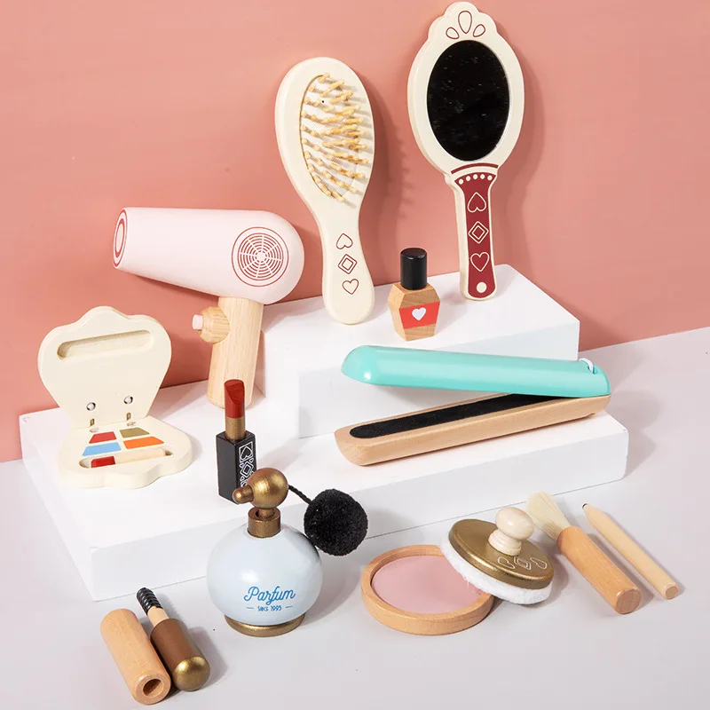 Kids Makeup Kit Princess Wood Makeup Set Toy Gift for Girls Role Playing & Makeup Play