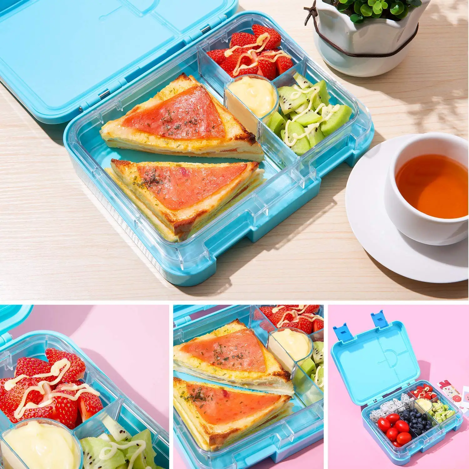 Aohea новые продукты 6 отделений Bento Box безгерметичный герметичный пластиковый Ланч-бокс для микроволновки детей