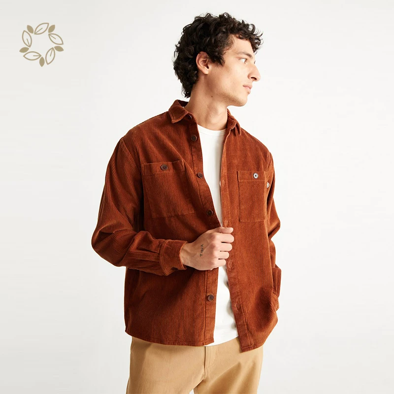 Sustainable Corduroy Shirt Organic Cotton Eco Friendly Shirt Solid Color Shirts For Men Cotton (1600347344498)