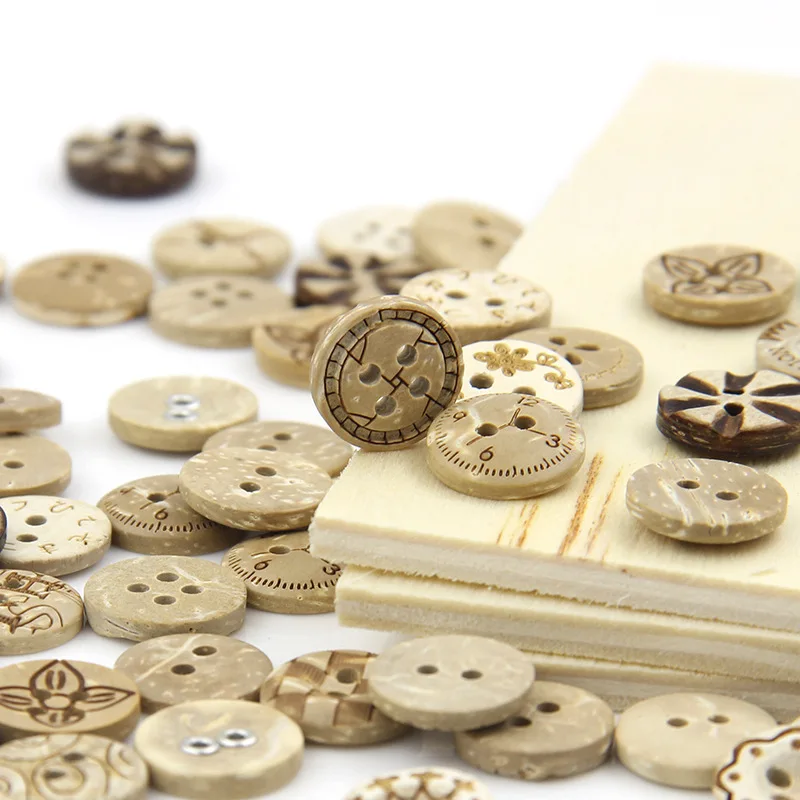 Natural Style Round Garment Decoration 2/4-Holes Shell Coconut Button Men Women Clothing Buttons