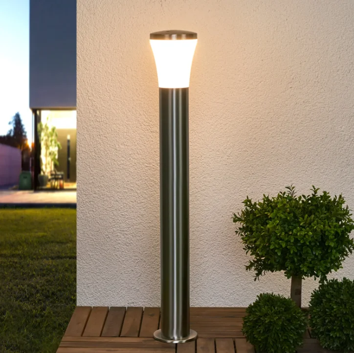 landscape stainless steel pc shade trumpet shape european e27 lawn lamp lights for lawn