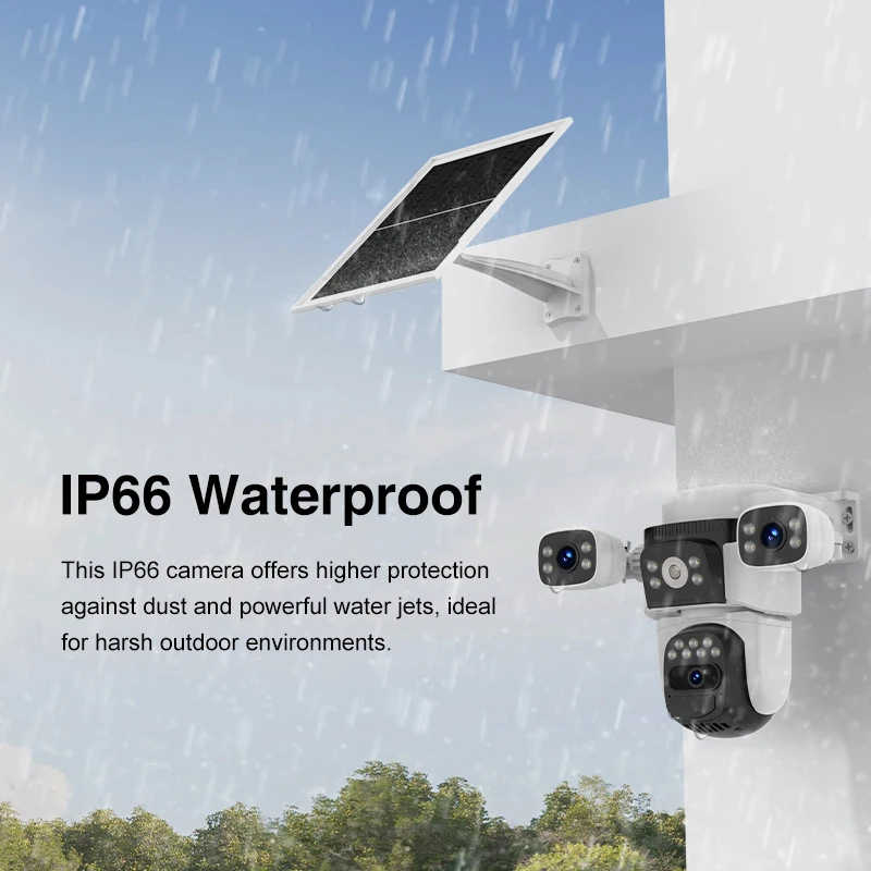 BG621SR 9MP 4G Battery Outdoor Three-Lens Zoom Outdoor PTZ Camera Night Vision Full Color Two Way Voice 4G Solar Outdoor Camera