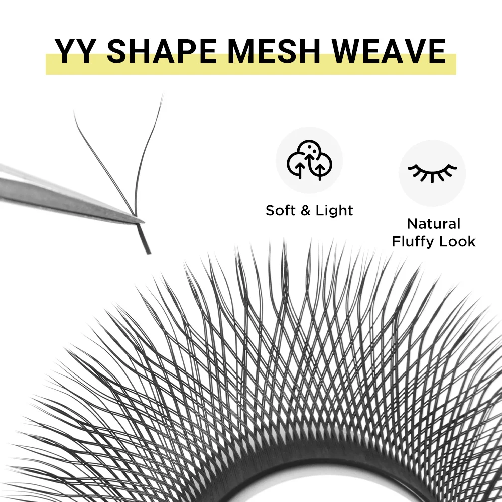 Hollyren Lash Extensions YY Mesh Cilios Hand-Woven 3D 4D 5D  6D 7D 8D Clover 05 07 C D L Lash De Pestaas Cilia YY Lashes Wimper