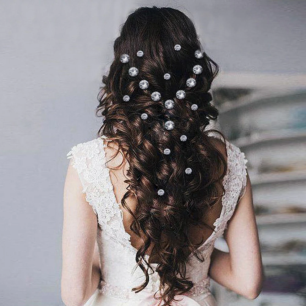 Bridal Handcrafted Pearl U Shape Hairpins Sets Wedding Hair Accessories Party Rhinestone Hair Clips NE1175